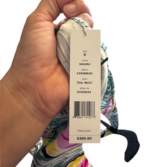 NWT Theory Sahara Caribbean Maxi Silk Dress Teal Multi $365 Size 6 - Picture 8 of 9